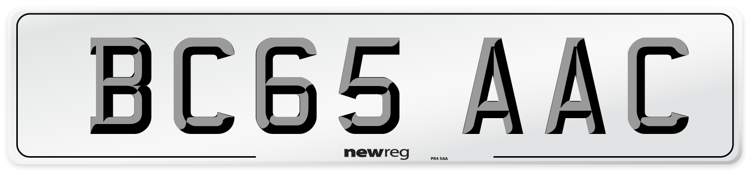 BC65 AAC Number Plate from New Reg